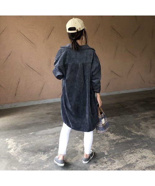 copine(コピン)の「10月9日再入荷!ゆるっとオーバーサイズ!コーデュロイロングシャツ(2color)【クリックポスト対象商品】(シャツ/ブラウス・レディース・その他)」の13枚目の写真