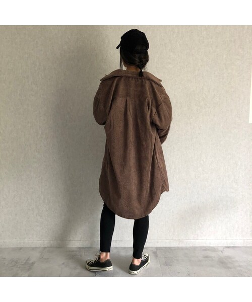 copine(コピン)の「10月9日再入荷!ゆるっとオーバーサイズ!コーデュロイロングシャツ(2color)【クリックポスト対象商品】(シャツ/ブラウス・レディース・その他)」の3枚目の写真
