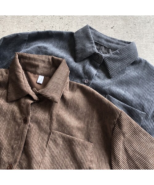 copine(コピン)の「10月9日再入荷!ゆるっとオーバーサイズ!コーデュロイロングシャツ(2color)【クリックポスト対象商品】(シャツ/ブラウス・レディース・その他)」の14枚目の写真