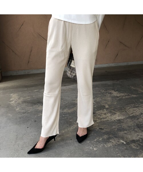 copine（コピン）の「楽な着心地ウエストゴム！ワッフルソフトフレアパンツ(2color)【クリックポスト対象商品】（その他パンツ・レディース・その他）」の7枚目の写真