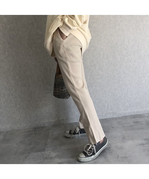 copine（コピン）の「楽な着心地ウエストゴム！ワッフルソフトフレアパンツ(2color)【クリックポスト対象商品】（その他パンツ・レディース・その他）」の5枚目の写真