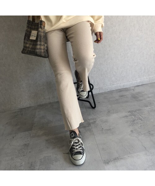 copine（コピン）の「楽な着心地ウエストゴム！ワッフルソフトフレアパンツ(2color)【クリックポスト対象商品】（その他パンツ・レディース・その他）」の4枚目の写真