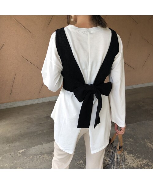 copine（コピン）の「大人可愛いバックリボン！ニットビスチェ ×バックスリットロンT SET(2color)【クリックポスト対象商品】（Tシャツ/カットソー・レディース・その他）」の13枚目の写真