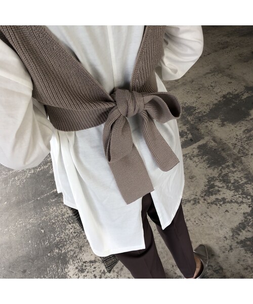 copine（コピン）の「大人可愛いバックリボン！ニットビスチェ ×バックスリットロンT SET(2color)【クリックポスト対象商品】（Tシャツ/カットソー・レディース・その他）」の5枚目の写真