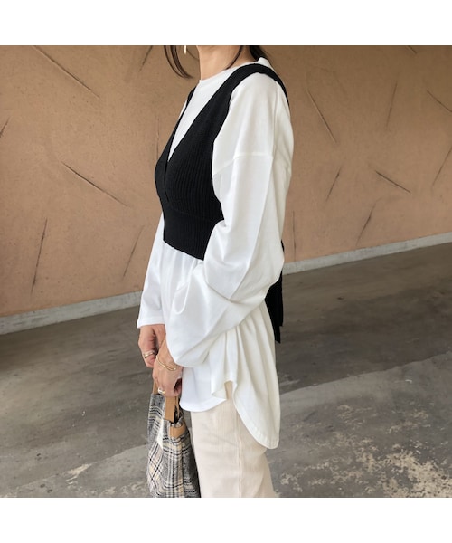 copine（コピン）の「大人可愛いバックリボン！ニットビスチェ ×バックスリットロンT SET(2color)【クリックポスト対象商品】（Tシャツ/カットソー・レディース・その他）」の12枚目の写真