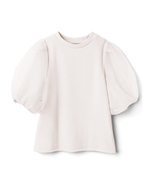 GRL（グレイル）の「シアーパフスリーブトップス（Tシャツ/カットソー・レディース・ピンク/オフホワイト・M）」の2枚目の写真