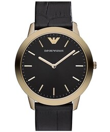 EMPORIO ARMANI | Emporio Armani Round Croc Embossed Leather Strap Watch, 42mm(アナログ腕時計)
