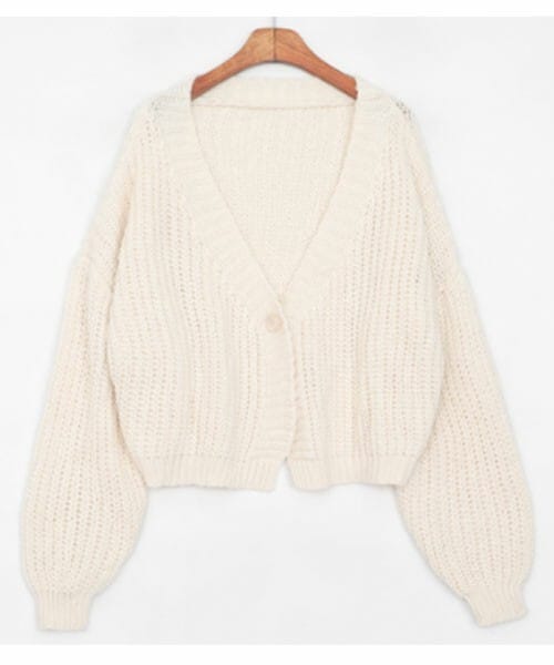 DHOLIC STYLE（ディーホリックスタイル）の「[heyboo] ワンボタンニットカーディガン（カーディガン/ボレロ・レディース・ベージュ/ピンク/ホワイト・FREE）」の2枚目の写真