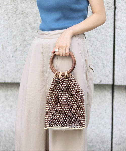 JOINT WORKS(ジョイントワークス)の「サークルハンドウッドビーズBAG◆(バッグ・ブラウン/フリー/残り3点)」の1枚目の写真
