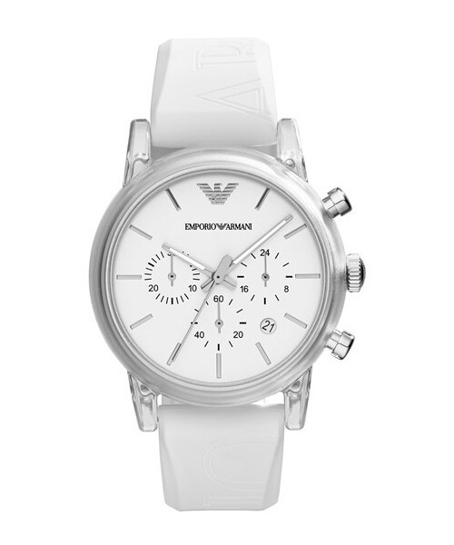 EMPORIO ARMANI(エンポリオアルマーニ)の「Emporio Armani Chronograph Silicone Strap Watch, 41mm(アナログ腕時計・White)」の1枚目の写真
