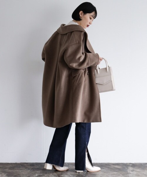 PAGEBOY（ページボーイ）の「ウールコクーンチェスターコート（ジャケット/アウター・レディース・ブラック/グレージュ/ココア/バイオレット・S/M）」の21枚目の写真