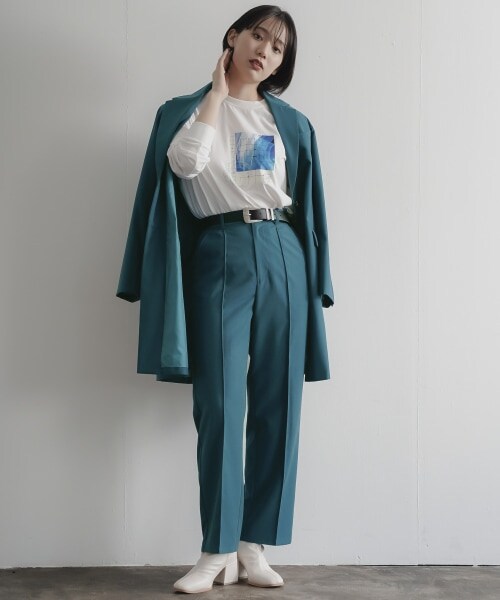 PAGEBOY（ページボーイ）の「セットアップダブルクロスパンツ（パンツ・レディース・ブラック/グレージュ/シアン・S/M）」の7枚目の写真