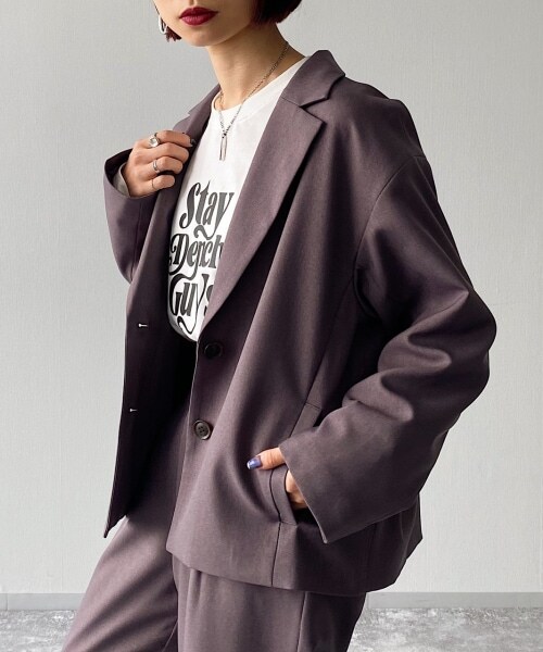 PAGEBOY（ページボーイ）の「ウールライクセットアップジャケット（ジャケット/アウター・レディース・ブラック/グレージュ/モクモカ・F）」の3枚目の写真