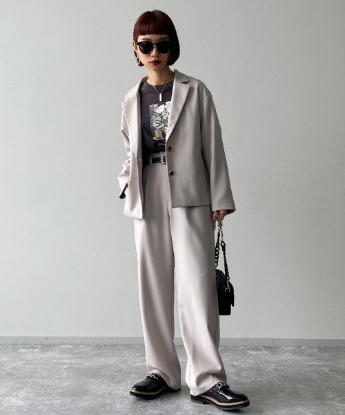 PAGEBOY（ページボーイ）の「ウールライクセットアップジャケット（ジャケット/アウター・レディース・ブラック/グレージュ/モクモカ・F）」の10枚目の写真