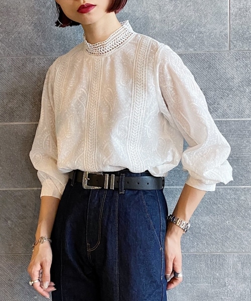 Pageboy ページボーイ の ペイズリーレースロングスリーブブラウス トップス Wear