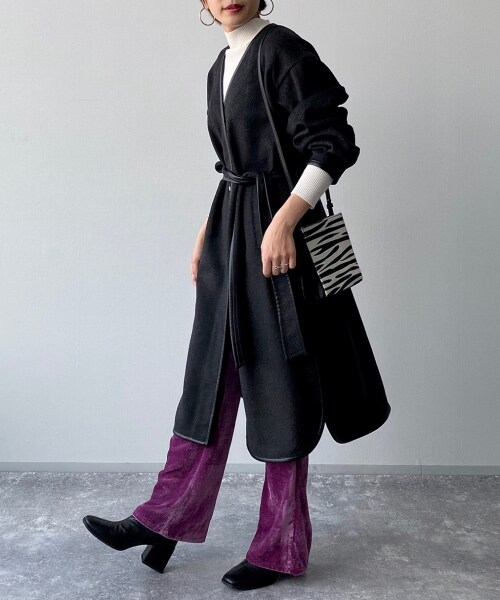 PAGEBOY（ページボーイ）の「【WEB先行予約】Ｗフェイスパイピングコート（ジャケット/アウター・レディース・ブラック/グレージュ・F）」の3枚目の写真