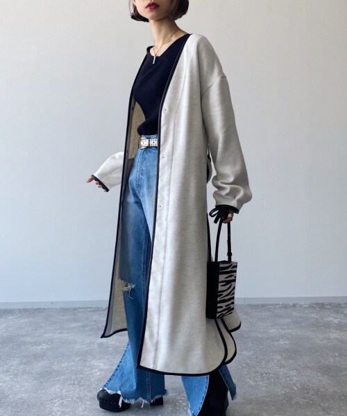 PAGEBOY（ページボーイ）の「【WEB先行予約】Ｗフェイスパイピングコート（ジャケット/アウター・レディース・ブラック/グレージュ・F）」の9枚目の写真