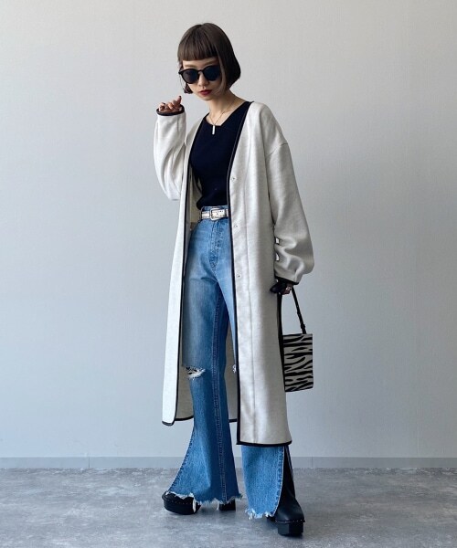 PAGEBOY（ページボーイ）の「【WEB先行予約】Ｗフェイスパイピングコート（ジャケット/アウター・レディース・ブラック/グレージュ・F）」の10枚目の写真