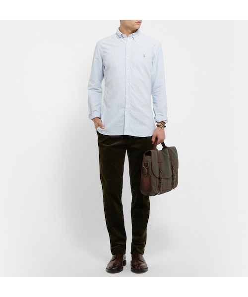 POLO RALPH LAUREN（ポロ ラルフ ローレン）の「Polo Ralph Lauren Canvas and Leather Messenger Bag（メッセンジャーバッグ・メンズ・Green・One Size）」の4枚目の写真