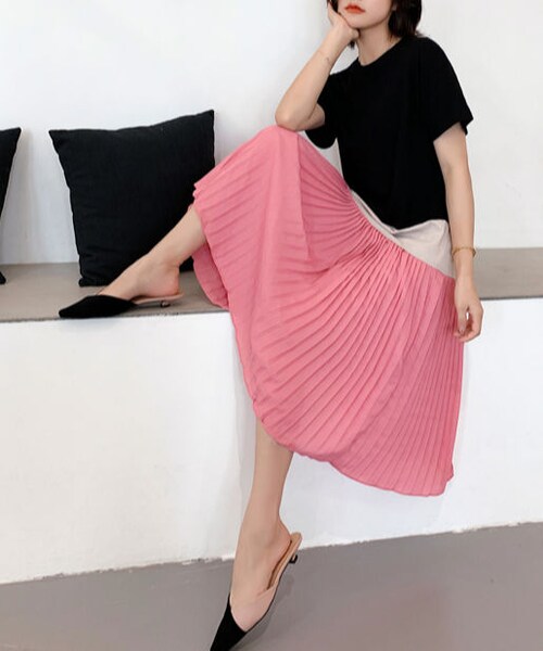 no brand（ノーブランド）の「バイカラー大人プリーツワンピース（ワンピース・レディース・その他）」の10枚目の写真