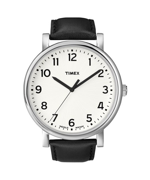 TIMEX（タイメックス）の「Timex® 'Easy Reader' Leather Strap Watch, 42mm（アナログ腕時計・White/ Black）」の2枚目の写真