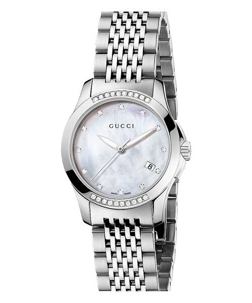 GUCCI(グッチ)の「Gucci 'G Timeless' Small Diamond Bracelet Watch, 27mm(アナログ腕時計・Silver)」の1枚目の写真