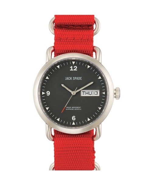 JACK SPADE（ジャックスペード）の「Jack Spade 'Classic Military - Conway' Round Watch, 38mm（アナログ腕時計・Red/ Grey）」の2枚目の写真