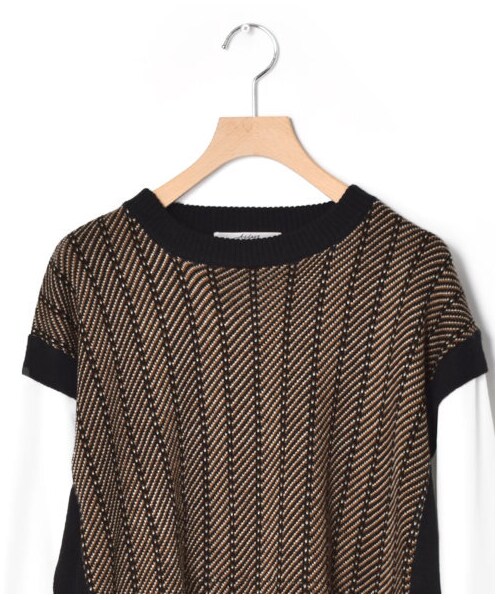 w closet（ダブルクローゼット）の「【Alley】ジャガードニットベストシャツドッキングプルオーバー（トップス・レディース・グリーン/ブラック・FREE/M/L）」の6枚目の写真