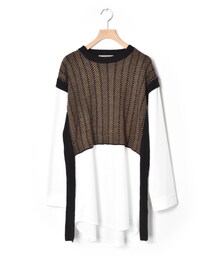 w closet | 【Alley】ジャガードニットベストシャツドッキングプルオーバー(トップス)
