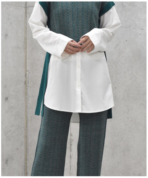 w closet（ダブルクローゼット）の「【Alley】ジャガードニットベストシャツドッキングプルオーバー（トップス・レディース・グリーン/ブラック・FREE/M/L）」の14枚目の写真