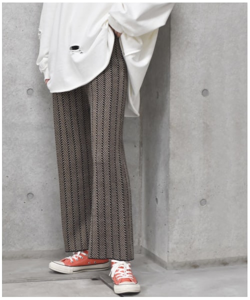 w closet(ダブルクローゼット)の「【Alley】ジャガードニットパンツ(パンツ・レディース・グリーン/ブラック・FREE/M/L)」の5枚目の写真