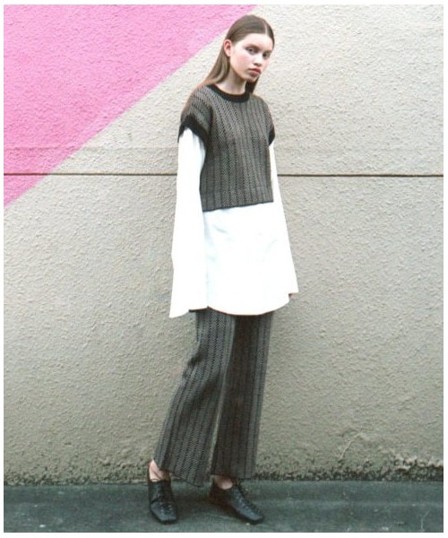 w closet(ダブルクローゼット)の「【Alley】ジャガードニットパンツ(パンツ・レディース・グリーン/ブラック・FREE/M/L)」の3枚目の写真