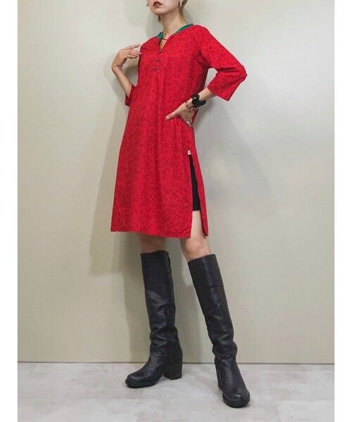 USED（ユーズド）の「Kari gari china design  red tunic-1336-8（チュニック・レディース・その他）」の2枚目の写真