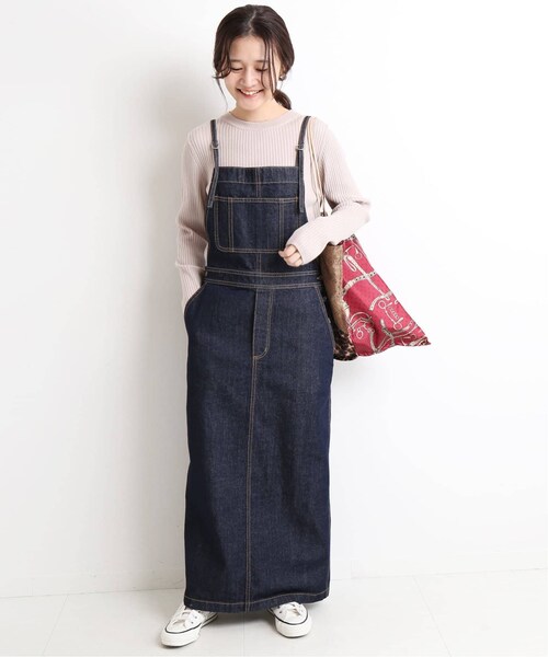 SLOBE IENA（スローブイエナ）の「《追加》LE DENIM ロングジャンパースカート◆（ワンピース/ドレス・キャメル/36/在庫あり/38）」の4枚目の写真