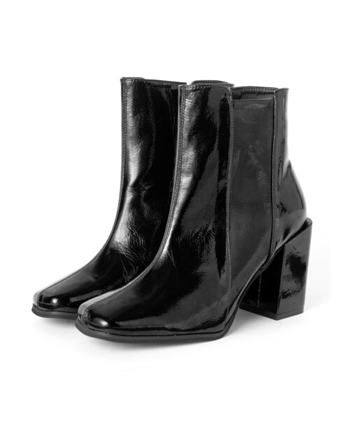 GRL（グレイル）の「スクエアトゥショートブーツ（ブーツ・レディース・オフホワイト/ブラック・24.5）」の2枚目の写真