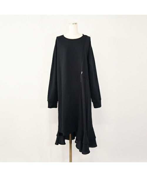 enough for me（イナフフォーミー）の「ドッキングワンピース（ワンピース・レディース・グレー/ブラック・フリー）」の2枚目の写真