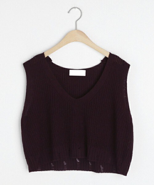 DHOLIC（ディーホリック）の「クロップドニットベスト（ベスト・レディース・ベージュ/グリーン/ブラウン/レッド/ホワイト・FREE）」の5枚目の写真