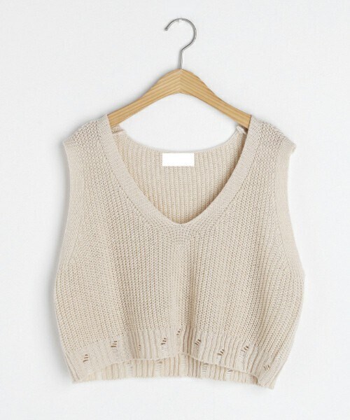 DHOLIC（ディーホリック）の「クロップドニットベスト（ベスト・レディース・ベージュ/グリーン/ブラウン/レッド/ホワイト・FREE）」の2枚目の写真