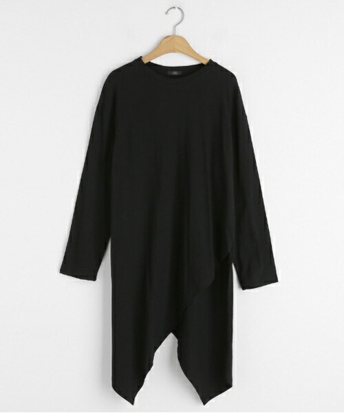 DHOLIC（ディーホリック）の「ダイアゴナルアンバランスTシャツ（Tシャツ/カットソー・レディース・ホワイト/ベージュ/ブラック/グリーン・FREE）」の2枚目の写真