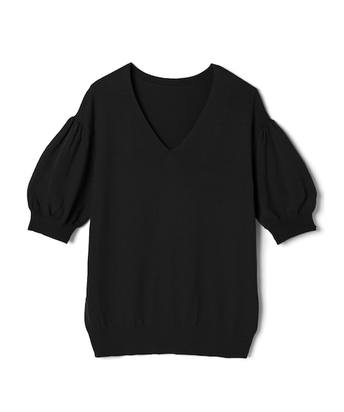 GRL（グレイル）の「ボリュームスリーブVネックニットトップス（ニット/セーター・レディース・くすみピンク/ブラック/パープル・F）」の2枚目の写真