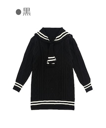 Bobon21 | セーラー襟ケーブルニットワンピース-全２色-(ワンピース)