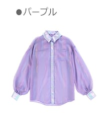 Bobon21 | オーロラカラーオーバーサイズ透けシャツ-全１色-(シャツ/ブラウス)