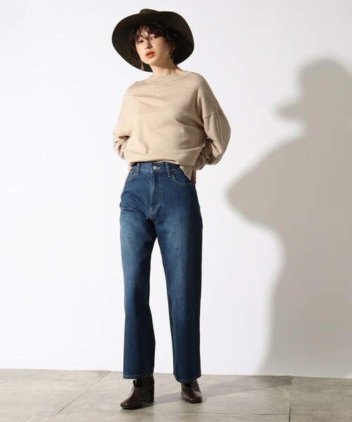 OZOC（オゾック）の「[洗える]オーガニックコットンストレートデニム（パンツ・レディース・ディープネイビー(095)/ネイビー(093)・36(S)/38(M)/40(L)）」の11枚目の写真