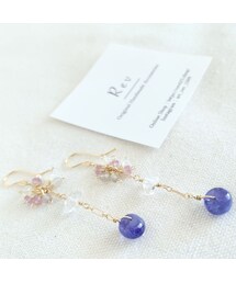 Handmade（ハンドメイド）の「タンザナイト×ハーキマーダイヤモンド×小粒天然石のピアス(イヤリング) K14GF（ピアス（両耳用））」