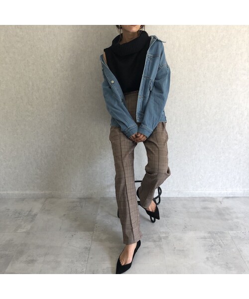 copine（コピン）の「再入荷！ピンタックセミフレアチェック柄パンツ(3color)【クリックポスト対象商品】（その他パンツ・レディース・その他）」の5枚目の写真