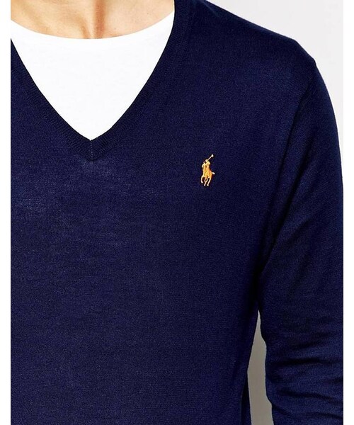 POLO RALPH LAUREN（ポロ ラルフ ローレン）の「Polo Ralph Lauren V Neck Jumper（ニット/セーター・メンズ・navy・M-Chest 38-40"/XL-Chest 42-44"/L-Chest 40-42"/S-Chest 36-38"）」の2枚目の写真