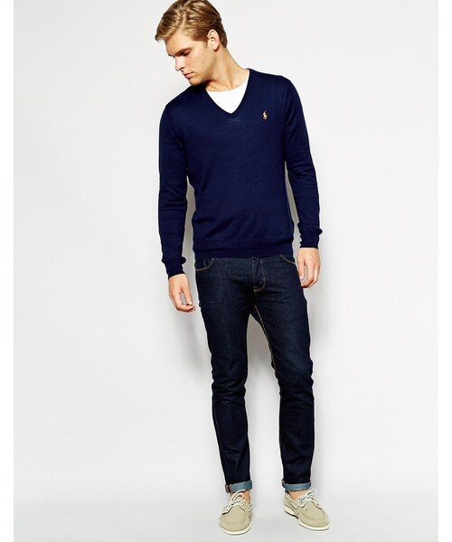 POLO RALPH LAUREN（ポロ ラルフ ローレン）の「Polo Ralph Lauren V Neck Jumper（ニット/セーター・メンズ・navy・M-Chest 38-40"/XL-Chest 42-44"/L-Chest 40-42"/S-Chest 36-38"）」の4枚目の写真
