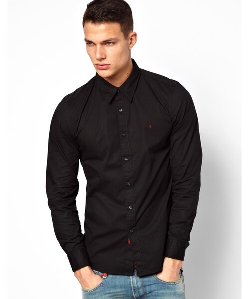 REPLAY(リプレイ)の「Replay Shirt Stretch Basic Logo(シャツ/ブラウス・メンズ・black・M-Chest 38-40"/S-Chest 36-38"/XL-Chest 42-44"/XXL-Chest 44-46"/L-Chest 40-42")」の1枚目の写真