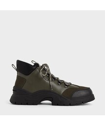 【2020 FALL】テクスチャード チャンキーハイトップスニーカー / Textured Chunky High Top Sneakers （Olive）