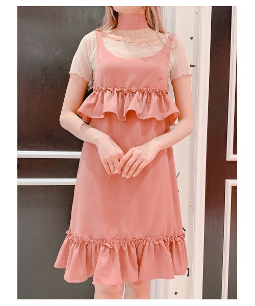 lilLilly（リルリリー）の「サテンフリルワンピース（トップスセット）（ワンピース/ドレス・レディース・BEIGE/PINK/BLACK・FREE）」の13枚目の写真
